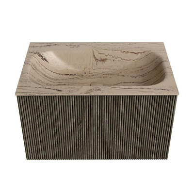 MONDIAZ KURVE-DLUX Meuble de salle de bains 70cm couleur Shadow avec 1 tiroir et 0 porte. Lavabo BIG SMALL Central sans trou de robinet Arena.