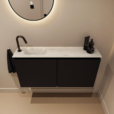 MONDIAZ TURE-DLUX 100cm toiletmeubel Urban. EDEN wastafel Opalo positie links. Met 1 kraangat.