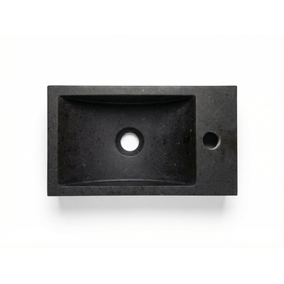 Saniclass Chaci Ensemble de lave-mains - 40x65cm - 1 porte - 1 trou de robinet - droit - lave-mains pierre naturelle foncée - noyer
