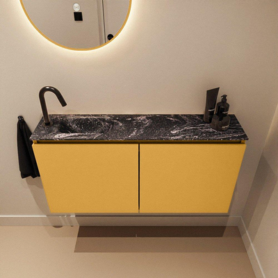 MONDIAZ TURE-DLUX meuble de WC 100 cm Ocher. EDEN lavabo Lava position gauche. Avec 1 trou de robinet.