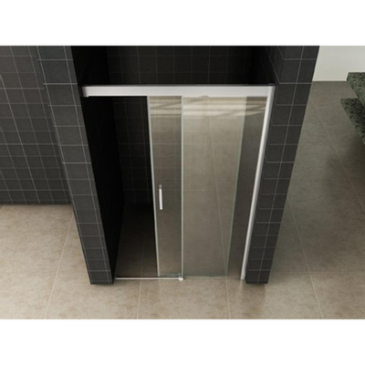 Wiesbaden Puerta porte de niche avec 1 porte coulissante 1200 x 2000 x 8 mm verre clair nano/chrome