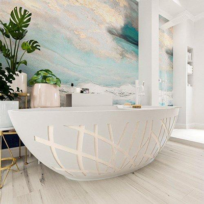 MONDIAZ HOLM DESIGN Vrijstaand Bad - 180x85cm - mat linen / Talc (beige / wit)