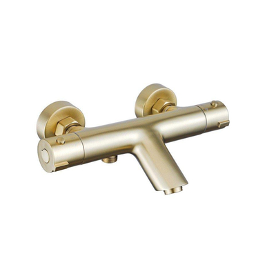 Adema Sparkle 2.0 Ensemble de bain - robinet de baignoire thermostatique - support de douchette - douchette ronde - flexible de douche métallique - or mat
