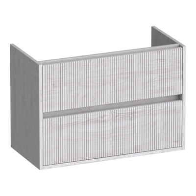 BRAUER Adore Wavy wastafelonderkast ondiep 80 2 softclose lades - greeploos - 1 sifon uitsparing - Forest Seashell