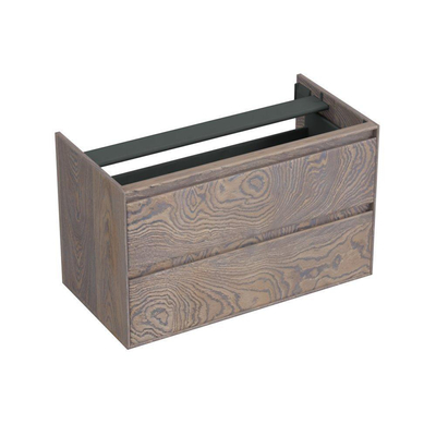 Forzalaqua Reno 2.0 meuble sous-lavabo 100x51x60cm avec 2 tiroirs sans poignées à fermeture douce Chêne massif Silver Grey