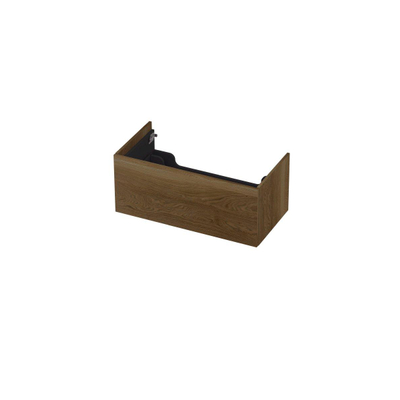 INK Wastafelonderkast - 90x45x37.6cm - 1 lade - push to open - met recht opdekfront - Eiken - Ash grey