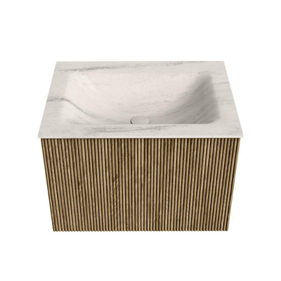 MONDIAZ KURVE-DLUX Meuble de salle de bains 60cm couleur Dusk avec 1 tiroir et 0 porte. Lavabo CLOUD Central 1 trou de robinet Meli.