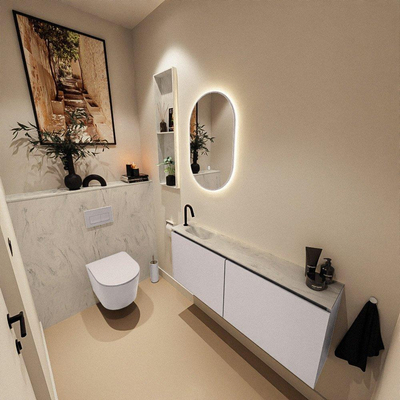 MONDIAZ TURE-DLUX meuble WC 120 cm Cale. EDEN lavabo Opalo position à gauche. Avec 1 trou de robinet.