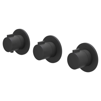 IVY Pact Ensemble de douche de tête - encastré - symmetry - 2 robinets d'arrêt - bras de plafond 30cm - douche de tête medium 25cm - support avec sortie - flexible de douche 150cm - douchette à main bâton - Noir mat PED