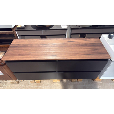 Saniclass Chaci Badkameronderkast - 140cm - 2 lades - greeploos - mat zwart OUTLETSTORE