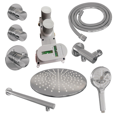 BRAUER Chrome Edition inbouw regendoucheset – Ø30 cm hoofddouche – 40 cm rechte wandarm – ronde handdouche