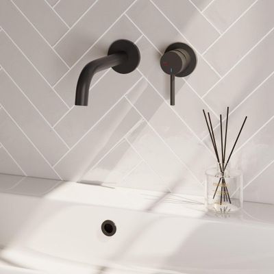 BRAUER Stripe Mitigeur lavabo encastré - bec courbé et rosaces - modèle A1 - noir mat