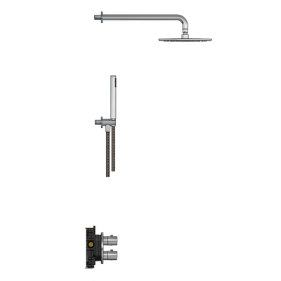Hotbath Archie IBS30A Ensemble de douche encastré - tête de douche ronde - 2 fonctions - tête de douche 30 cm - douchette barre - inox