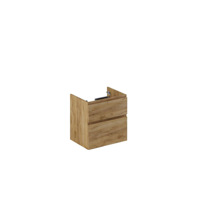 Thebalux hoge onderkast type3 60cm 2x lade greeploos 2x houten greeplijst 1x uitsparing incl witte sifonset