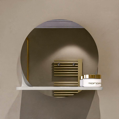 Mondiaz SPOT Miroir de salle de bains - rond 30cm - tablette miroir - couleur Linen