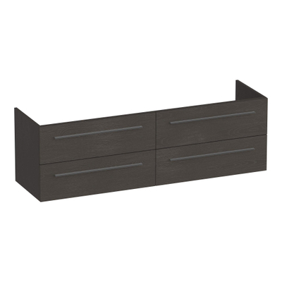 BRAUER Trust wastafelonderkast 160 excl. opbouwgrepen 4 softclose lades en 2 sifon uitsparingen - Timber Anthracite