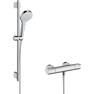Hansgrohe Croma select s Douchesysteem - met Ecostat - 1001 CL douchekraan - thermostatisch - 72cm renovatiesetch - thermostaat - chroom