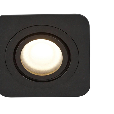 QAZQA Alberto Inbouwspot set - 1 spot - 9x11.2cm - inclusief dimbare led lamp - IP44 - Vierkant - Zwart