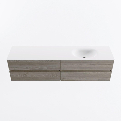 Mondiaz Vica ensemble de meuble de salle de bain - 190cm - meuble sous-vasque marron clair gris - 4 tiroirs - lavabo lune droite - 1 trou de robinet - version haute de 60cm - talc