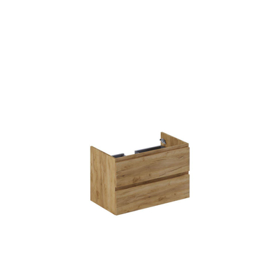 Thebalux onderkast type1 80cm 2x lade greeploos 2x houten greeplijst 1x uitsparing incl witte sifonset