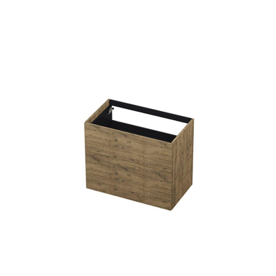 INK Wastafelonderkast - 80x45x65cm - 2 lades - push to open - met rechte opdekfronten - MFC - Naturel eiken
