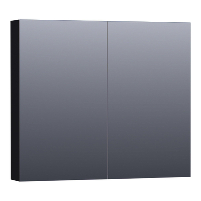 BRAUER Impress armoire de toilette – 80 x 70 x 15 cm – 2 portes, portes-miroir double face – Noir mat