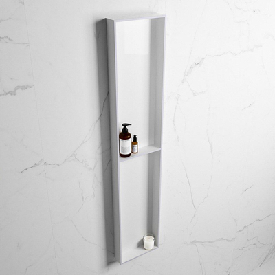 Mondiaz Easy nis 29.5x89.5x8cm voor Inbouw/opbouw 2 open vakken Solid surface Talc/Cale