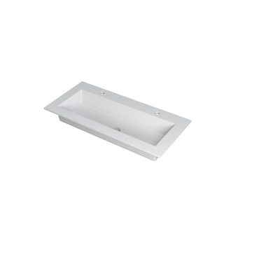 INK Kraft wastafel - 100x45x1cm - 1 wasbak - 2 kraangaten - wit mat