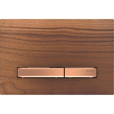 Plaque de commande Geberit Sigma50 - chasse d'eau à 2 boutons - carré - rouge doré/noyer américain