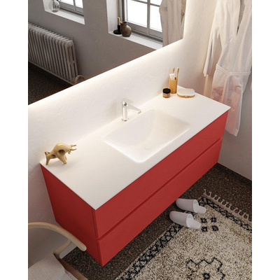 Mondiaz VICA ensemble de meuble de salle de bain - 120cm - meuble sous-vasque fire - 2 tiroirs - lavabo cloud milieu - 1 trou de robinet - miroir LED - version XL 60cm haut