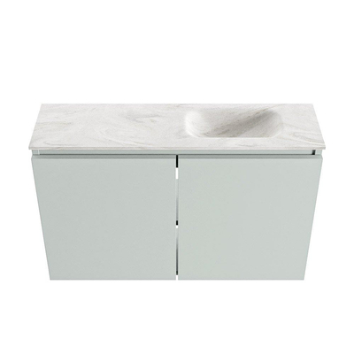 MONDIAZ TURE-DLUX 80cm toiletmeubel Greey. EDEN wastafel Ostra positie rechts. Met 1 kraangat.