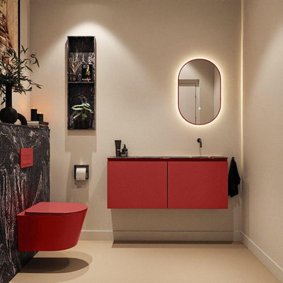 MONDIAZ TURE-DLUX Meuble toilette - 120cm - Fire - EDEN - vasque Lava - position droite - sans trou de robinet