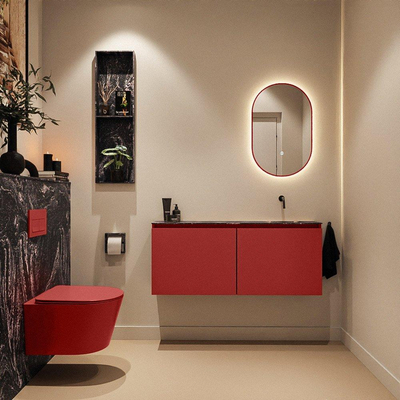 MONDIAZ TURE-DLUX Meuble WC 120 cm Fire. EDEN lavabo Lava position droite. Sans trou de robinet.