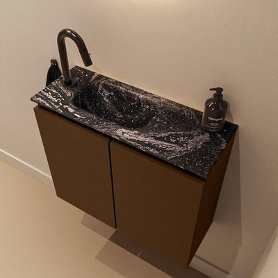 MONDIAZ TURE-DLUX Meuble WC 60cm Rust. EDEN lavabo Lava position gauche. Avec 1 trou de robinet.