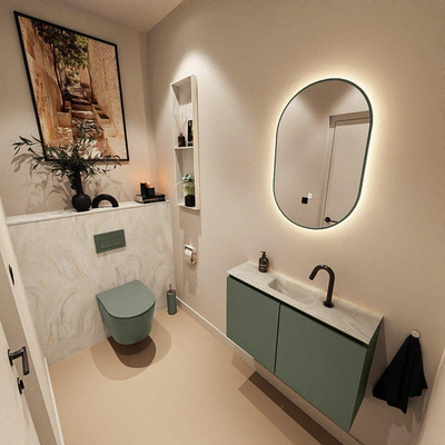 MONDIAZ TURE-DLUX 80cm toiletmeubel Army. EDEN wastafel Ostra positie midden. Met 1 kraangat.