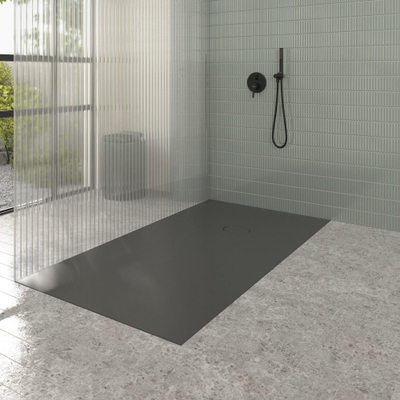 Villeroy & Boch Ecora douchebak - 180x100x4.5cm - afvoer korte zijde - anthracite (antraciet)