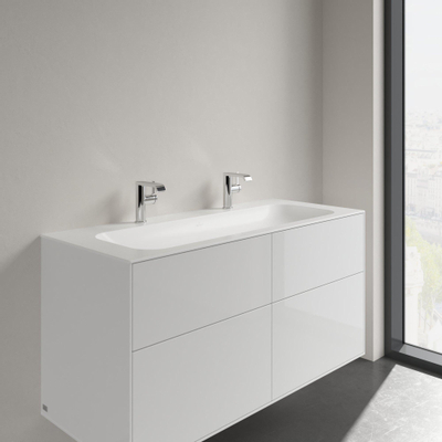 Villeroy & Boch finion meubelwastafel - met 2 kraangaten - 120x50cm CeramicPlus - zonder overloop - Stone White (mat wit)