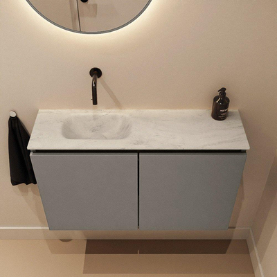 MONDIAZ TURE-DLUX Toiletmeubel - 80cm - Smoke - EDEN - wastafel Opalo - positie links - Zonder kraangat