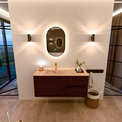 Mondiaz CIRO-DLUX Ensemble de meubles de salle de bains - 120x45x50cm - Plan vasque solid surface Arena - 1 vasque à gauche - 1 trou de robinet - 2 tiroirs - Ruby