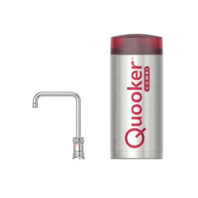 Quooker Classic Nordic Square kokendwaterkraan - draaibare uitloop - Combi reservoir - Warm / kokend water - RVS