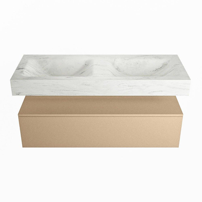 MONDIAZ ALAN - DLUX Badkamermeubelset - 120cm - onderkast - Oro - 1 lade - vrijhangende wastafel - 2 wasbakken - 0 kraangaten - Opalo