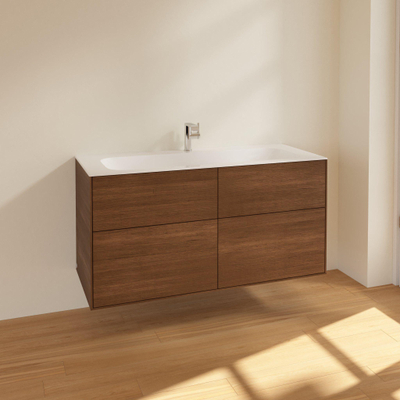 Villeroy & Boch finion wastafelonderbouwkast - met 4 laden - 119.6x59.1x49.8cm - voor meubelwastafel - 4164 - Walnut Veneer (mat hout)