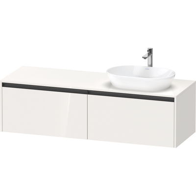 Duravit ketho 2 meuble sous lavabo avec plaque console et 2 tiroirs pour lavabo à droite 160x55x45.9cm avec poignées anthracite blanc brillant