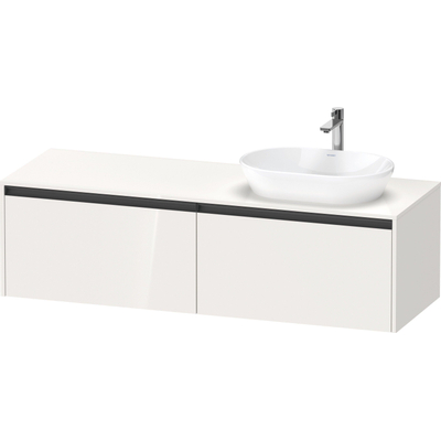 Duravit Ketho.2 Wastafelonderbouwkast - inclusief consoleplaat - met 2 laden - voor waskom rechts - 160x55x45.9cm - met handgrepen antraciet - hoogglans wit