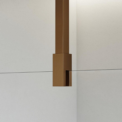 Fortifura Galeria inloopdouche - 60x200cm - helder - glas - plafondarm - PVD - geborsteld koper
