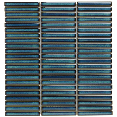 The Mosaic Factory Sevilla mozaïektegel 1.2x9.2x0.8cm voor wand kitkat mini finger Keramiek Glans Azuur-Blauw-Spikkel