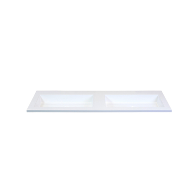 HR Badmeubelen Thin lavabo en pierre de synthèse 120,5x2x45,5cm double blanc brillant s.p.