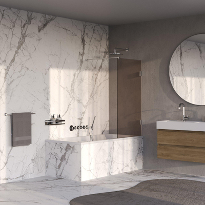 BRAUER Void Paroi de baignoire - 80x140 - verre bronze - incl. revêtement en verre - chrome