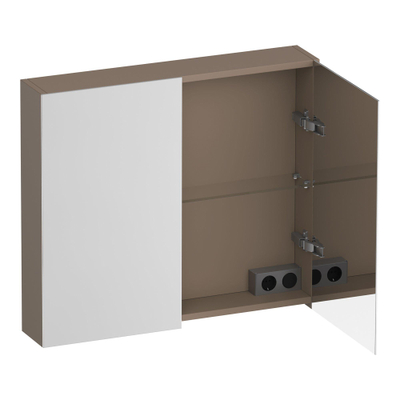 BRAUER Impress Armoire de toilette - 80x70x15cm - sans éclairage - 2 portes miroir double face - mat moka