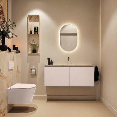MONDIAZ TURE-DLUX Meuble toilette - 120cm - Rosee - EDEN - vasque Frappe - position centrale - sans trou de robinet